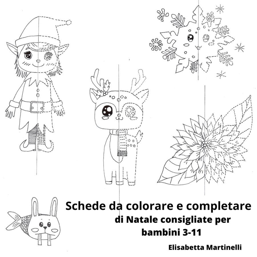 Scheda della renna di Natale da colorare e completare