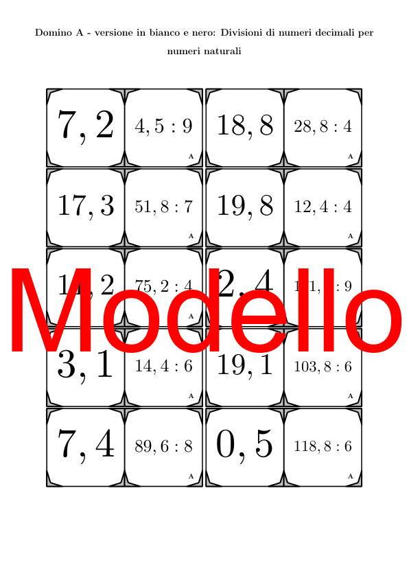 Domino - Divisioni di numeri decimali per numeri naturali | Attività Matematica