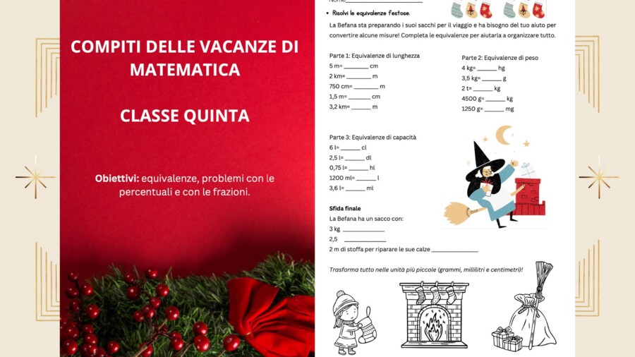Compiti delle vacanze di matematica_Natale dalla prima alla quinta elementare