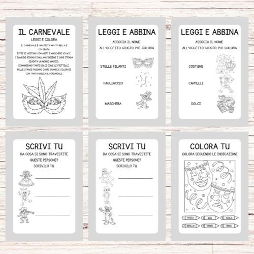 Schede didattiche di Carnevale italiano classe prima