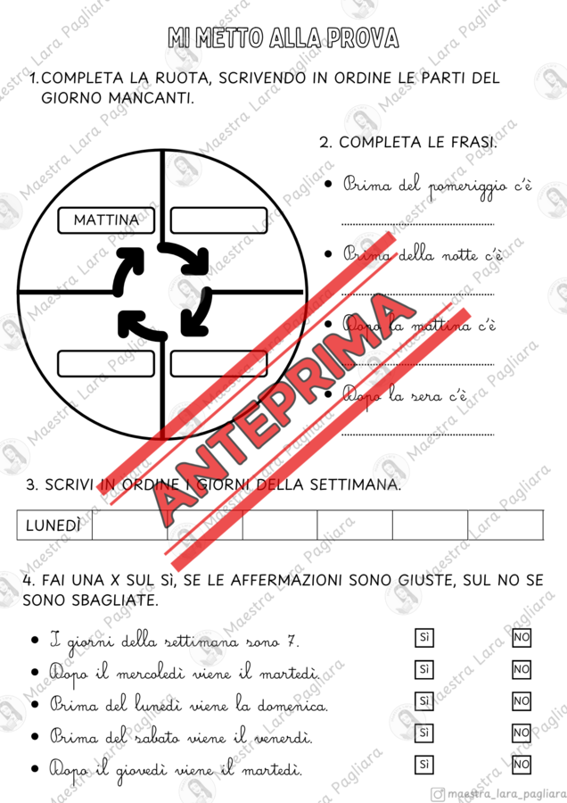I giorni della settimana - percorso completo