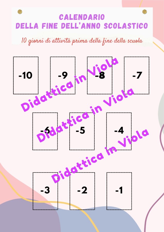 Calendario fine anno scolastico - Scuola dell'infanzia