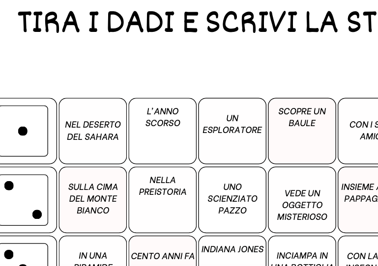 TIRA I DADI E SCRIVI UN RACCONTODI AVVENTURA
