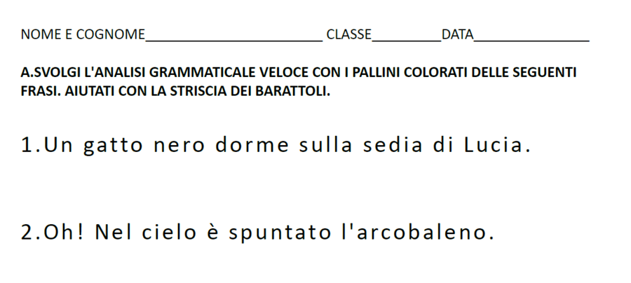 Verifica di riflessione linguistica/analisi grammaticale e logica