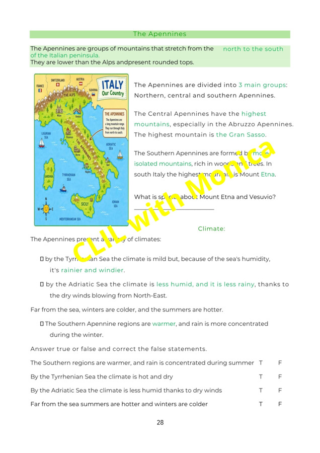 CLIL Geografia 4^ Appennini - CLIL Geography Apennines
