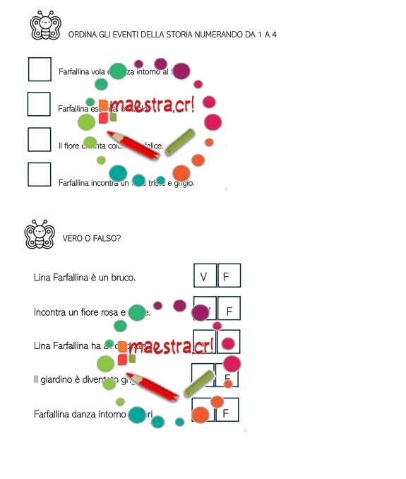 Analisi testuale e attività di lettoscrittura - Lina, la Farfalla Colorata