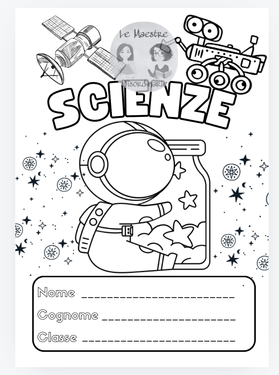 Copertina a tema spaziale quaderno di scienze