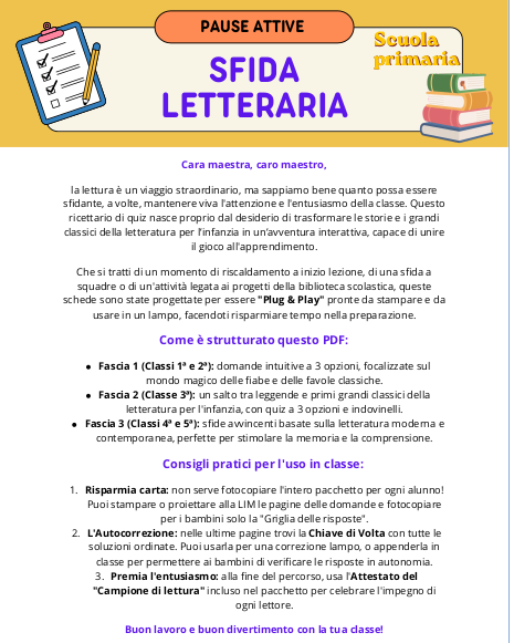 SFIDA LETTERARIA PER LA SCUOLA PRIMARIA
