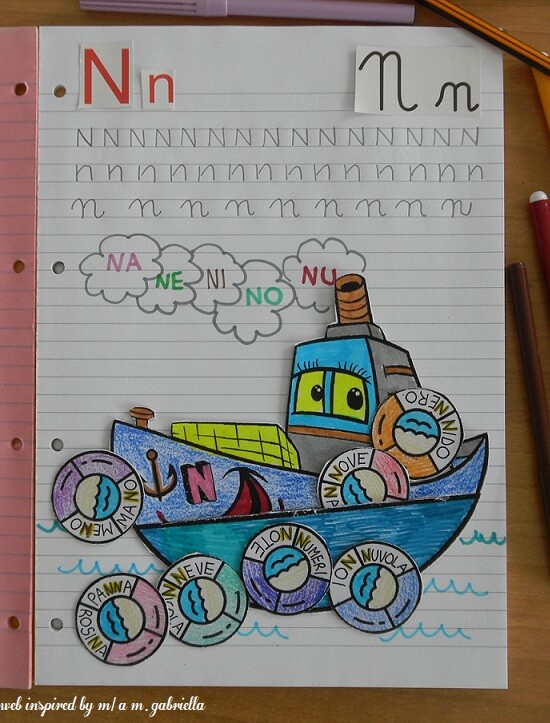 Lettera N di Nave con taschino