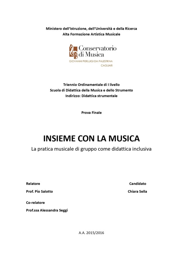 MUSICA INSIEME - l'importanza della musica d'insieme [tesi di laurea]