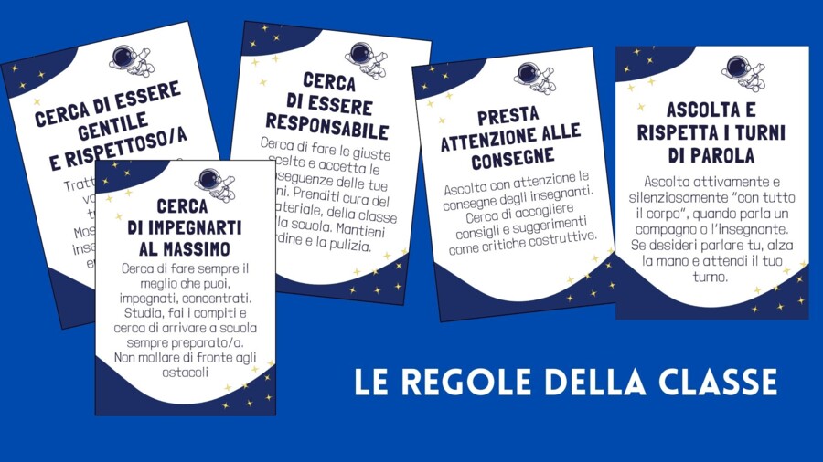 Cartelloni regole della classe (tema spazio)
