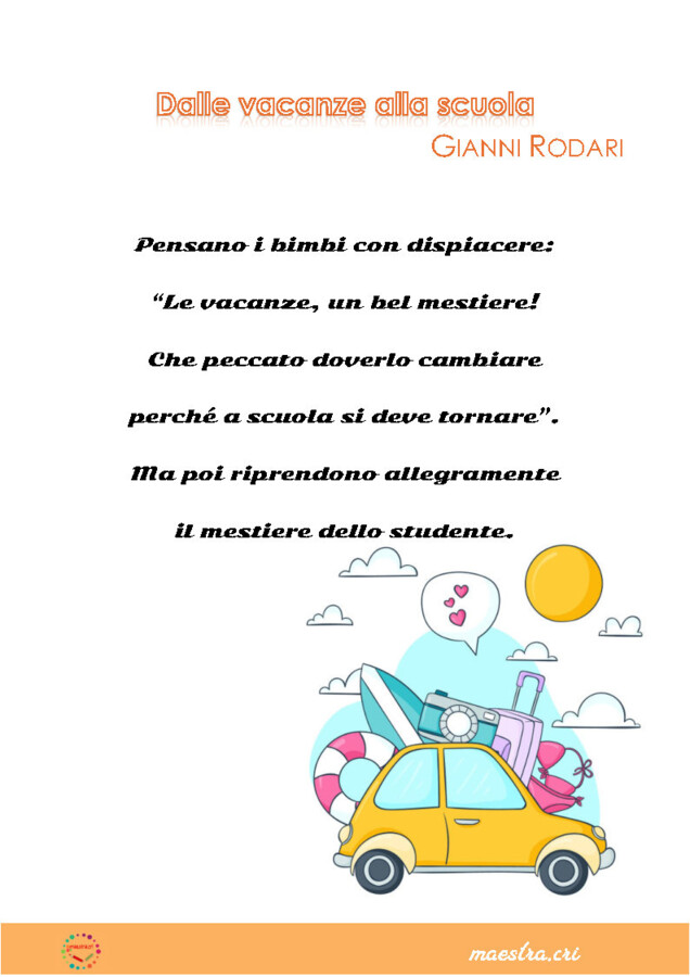 Dalle vacanze alla scuola - Poesia di Gianni Rodari