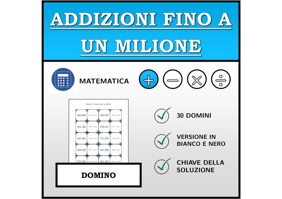 Domino - Addizioni fino a un milione | Attività Matematica