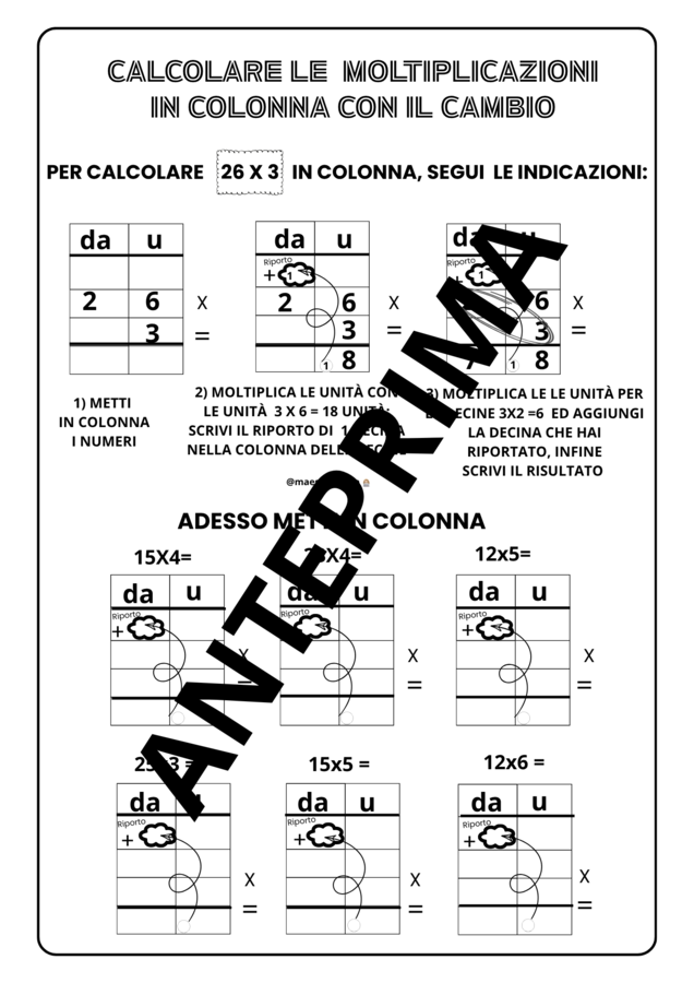 MOLTIPICAZIONI IN COLONNA CON IL CAMBIO + GRIGLIE