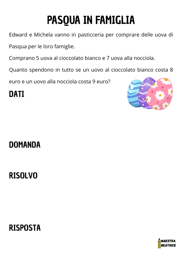 PROBLEMI DI PASQUA PER LA SCUOLA PRIMARIA