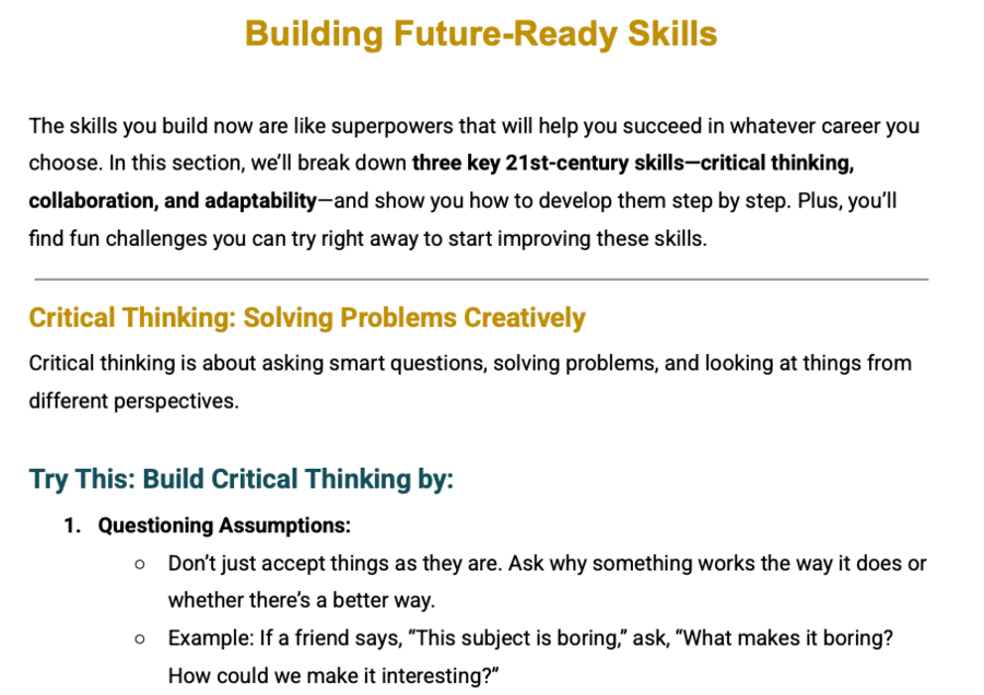 FUTURE READY TEEN - Your Career Exploration Mini-Guide