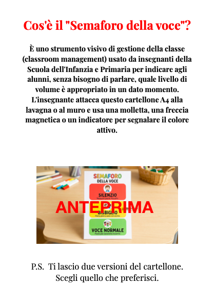Semaforo della Voce - Cartellone per la gestione del volume in classe (PDF Stampabile)