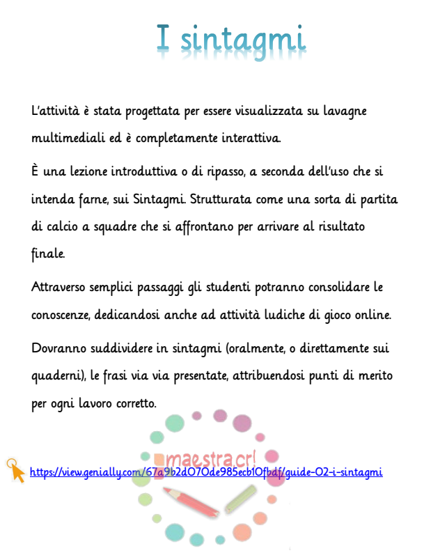 Sintassi - Attività interattiva sui sintagmi