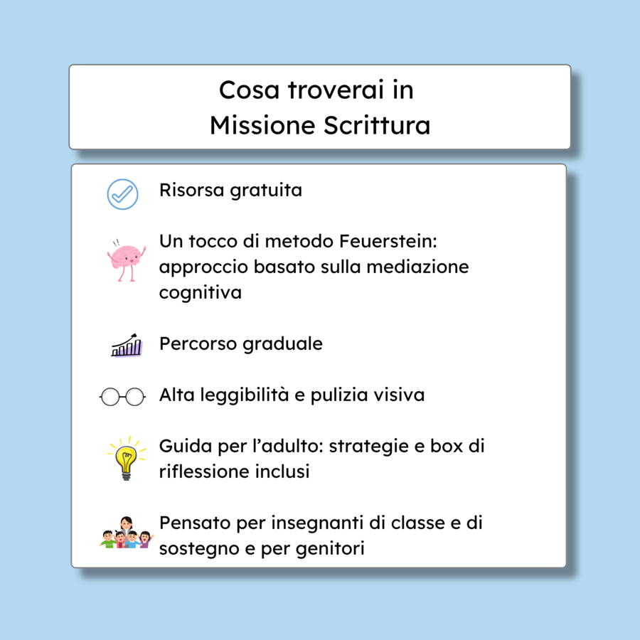 Vol. 2 Missione Scrittura - Kit potenziamento grafomotorio e ortografico con approccio Metodo Feuerstein per bambini con BES e DSA
