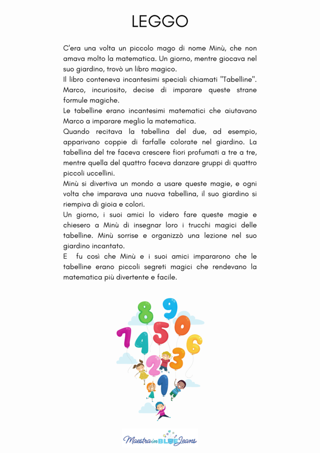 PERCORSO CREATIVO sulle TABELLINE