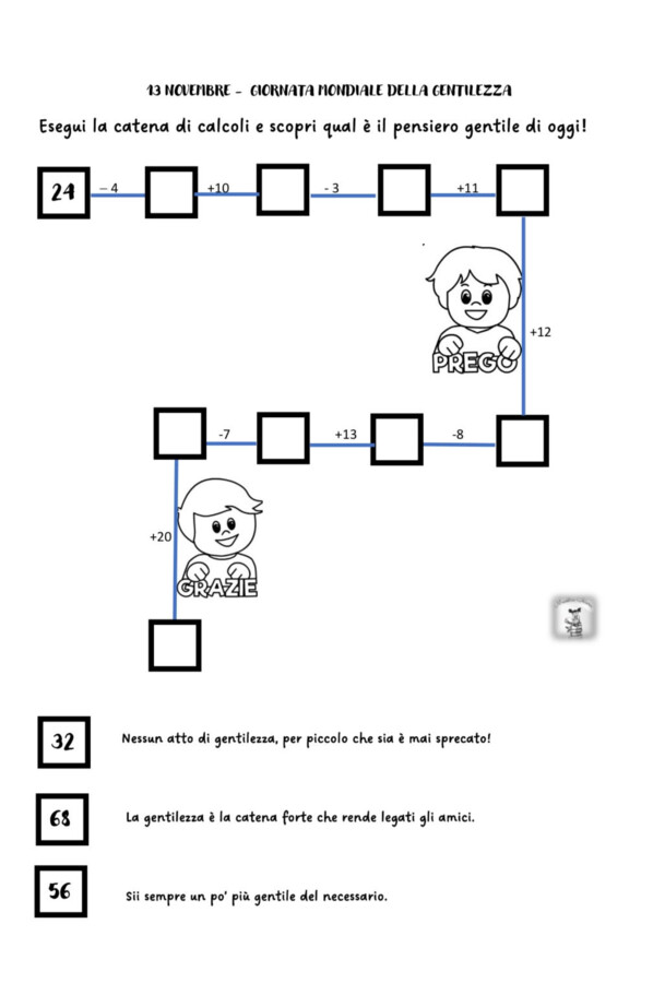 Catena di calcoli matematici - giornata mondiale della gentilezza
