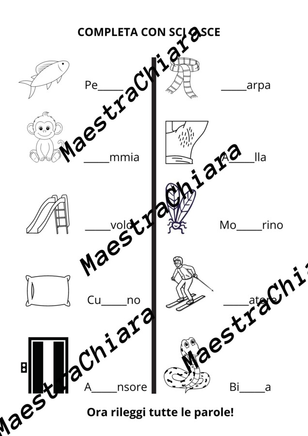 Esercizi su SCI e SCE classe prima primaria