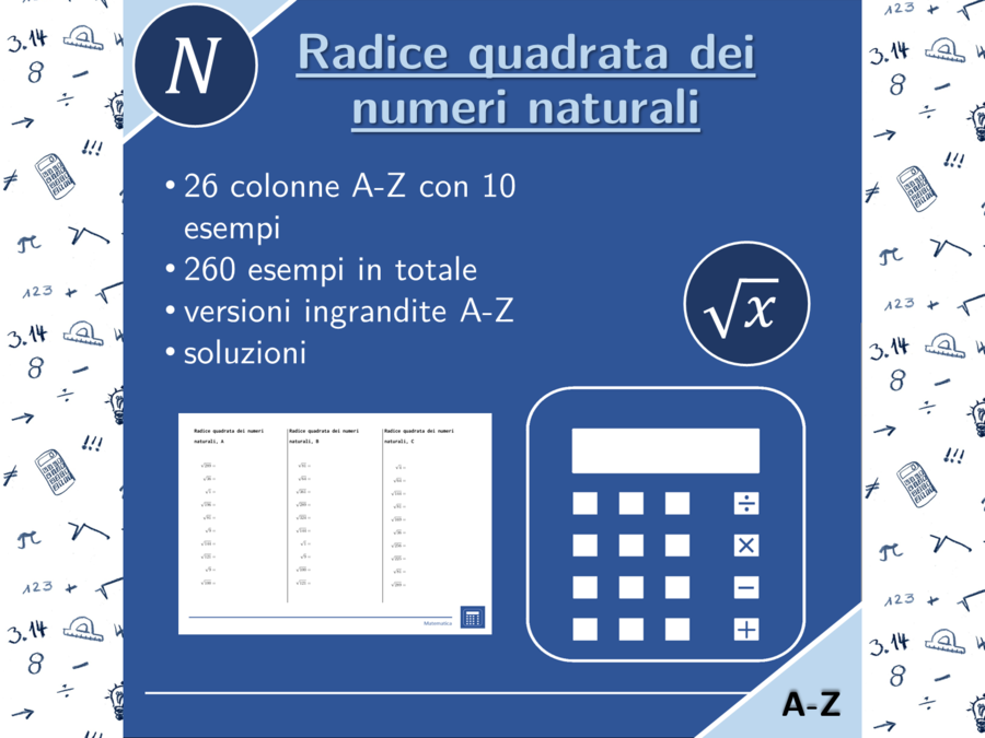 Radice quadrata dei numeri naturali | matematica | 26 colonne