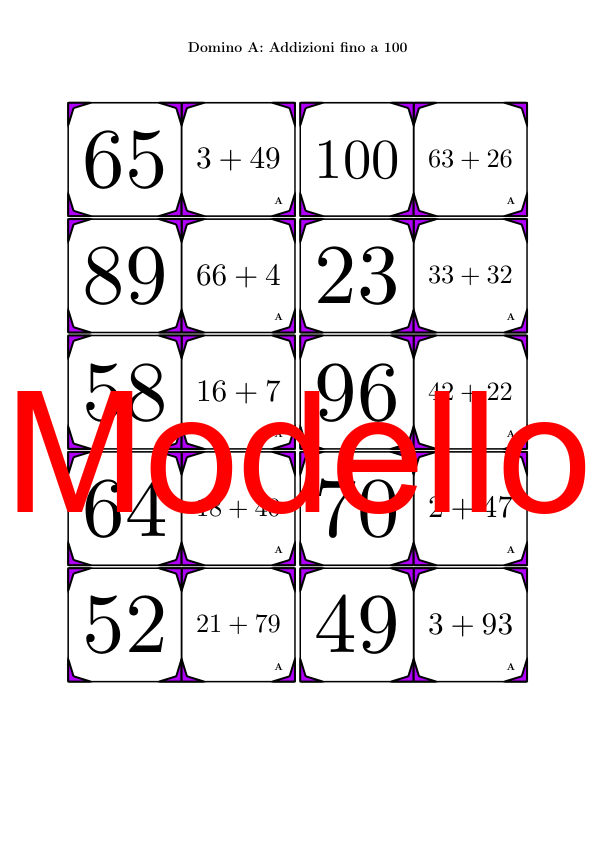 Domino | Addizioni fino a 100 | Attività Matematica