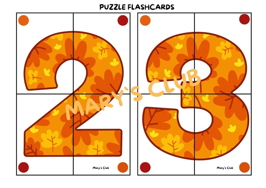 Puzzle Flashcards "I numeri dell`autunno"