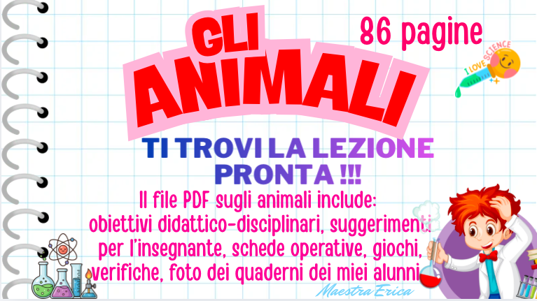 KIT COMPLETO Scienze: Gli Animali - Classe 2ª Scuola Primaria (Obiettivi, Schede, Verifiche, Attività e Giochi)