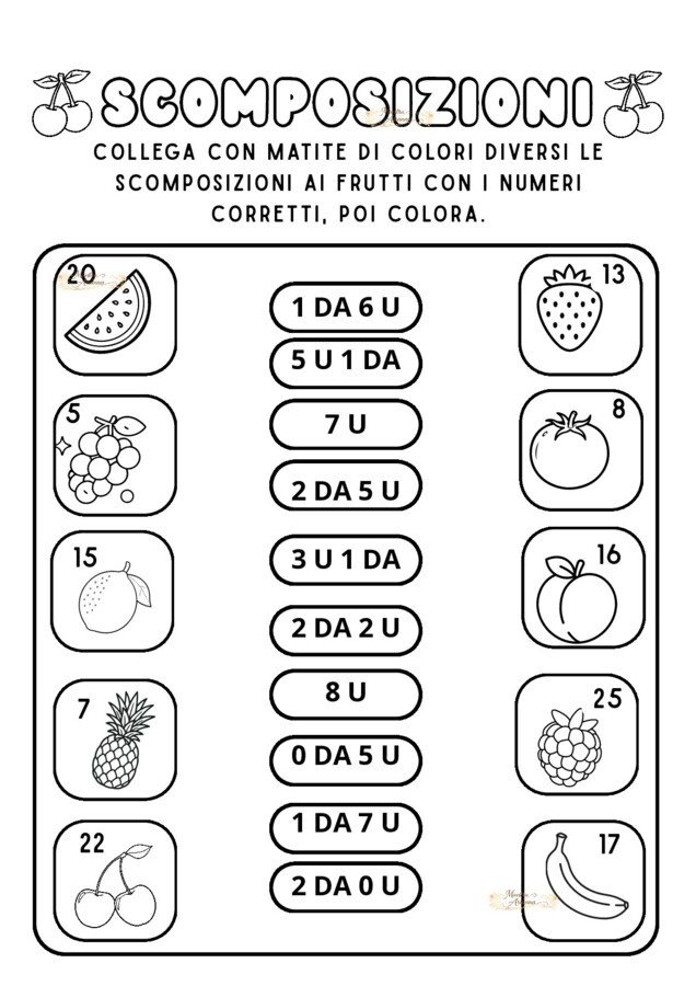 scheda didattica classe prima scomposizioni estive