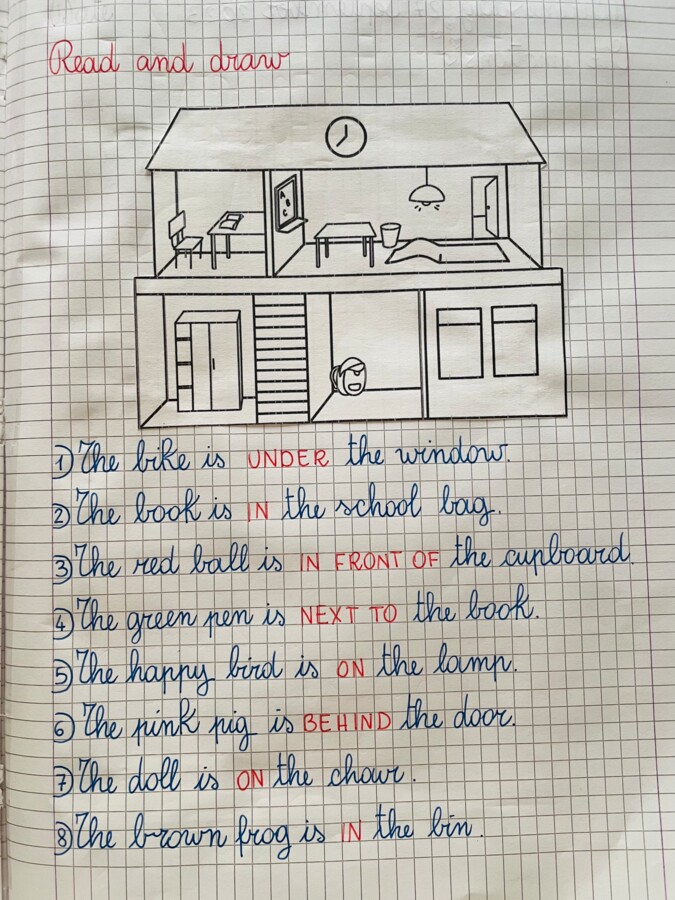 Read and draw - Preposizioni e ripasso lessico