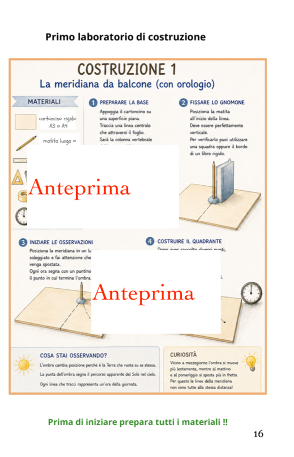 La meridiana- costruire, scoprire e comprendere il tempo del Sole-La meridiana – Libro stampabile di scienze per la scuola primaria | Esperimenti, STEM e attività Montessori