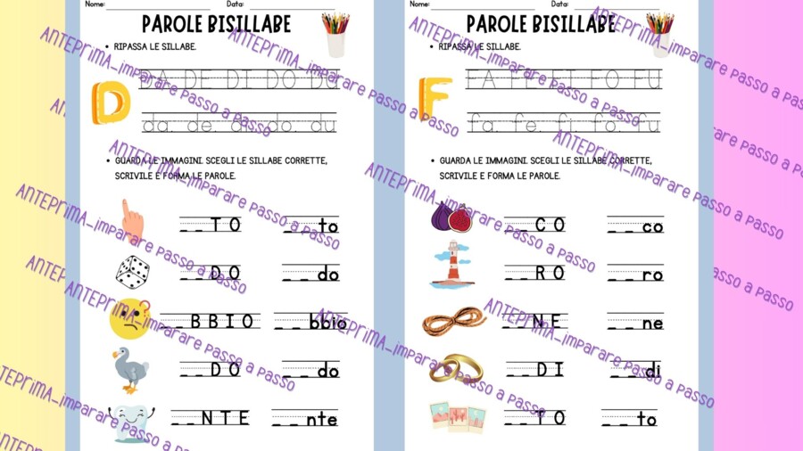 Letto-scrittura classe prima: imparare a leggere e scrivere con le parole bisillabe