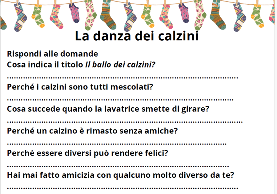 Poesia e attività per la giornata dei calzini spaiati