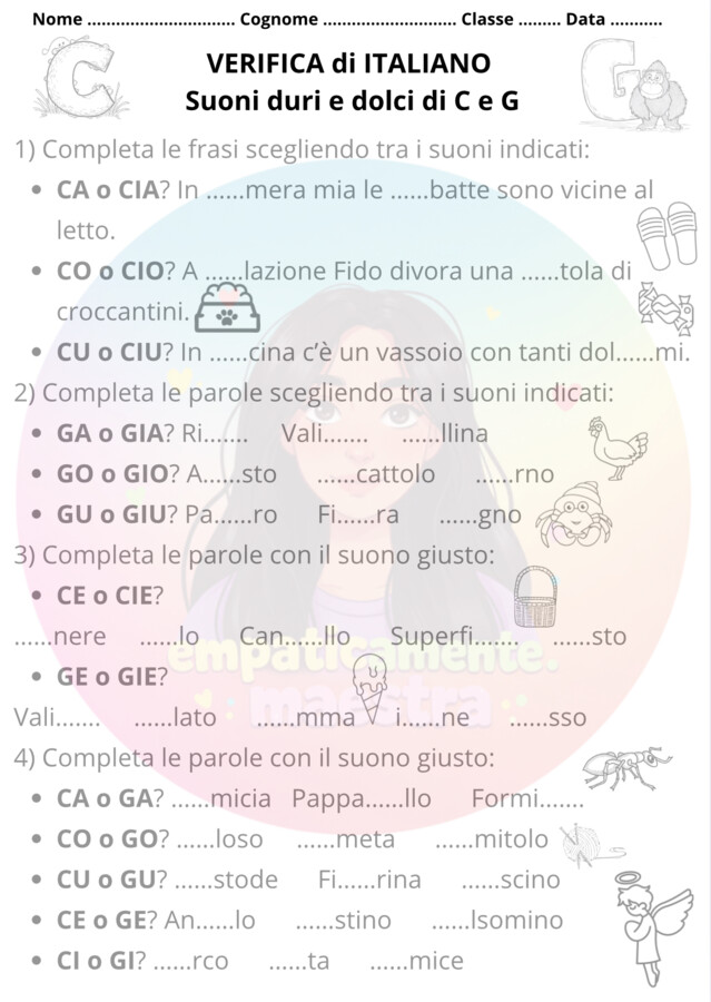 VERIFICA SUONI DURI E DOLCI DI C e G
