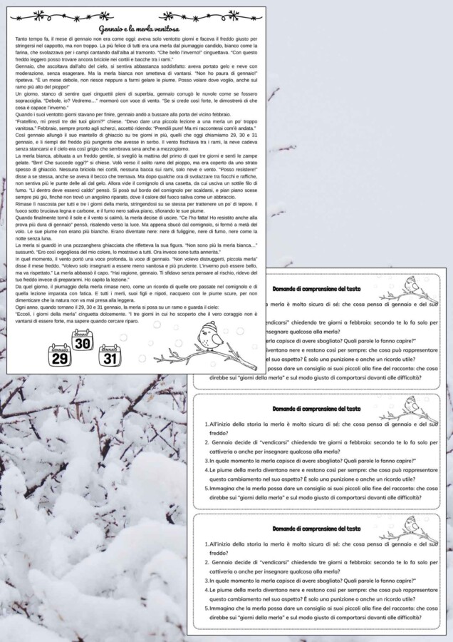❄️ ATTIVITÀ GENNAIO - INVERNO per CLASSI 4ª-5ª PRIMARIA ❄️