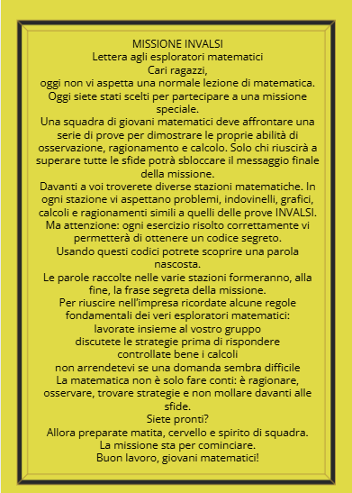 Missione INVALSI – Stazioni Matematiche per la classe quinta Creato da