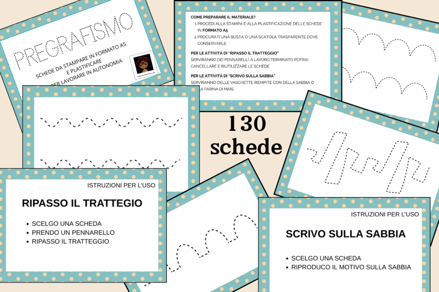 PREGRAFISMO - 130 schede da stampare e plastificare per dire addio alle fotocopie!!!