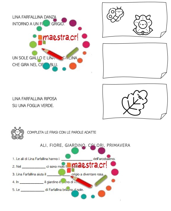 Analisi testuale e attività di lettoscrittura - Lina, la Farfalla Colorata