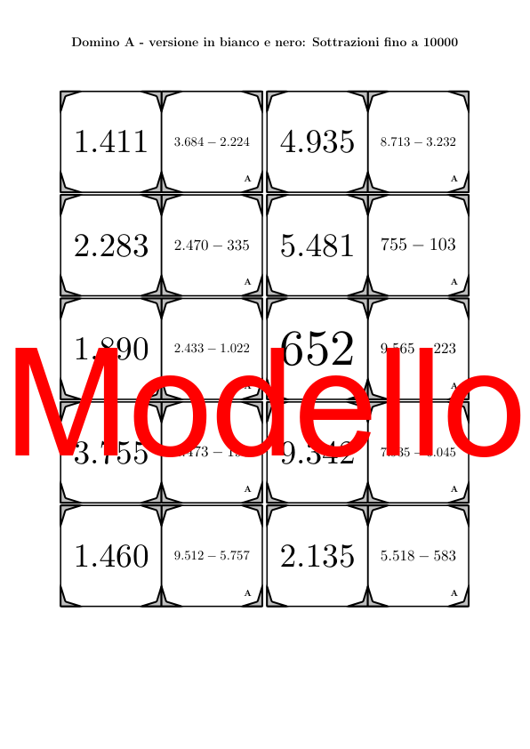 Domino | Sottrazioni fino a 10000 | Attività Matematica