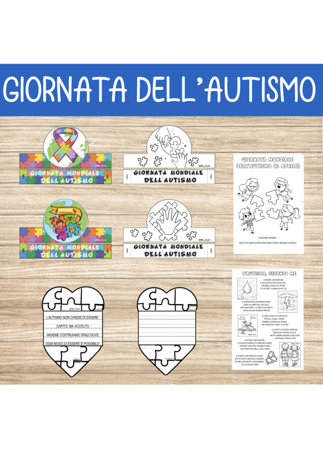 Set Decorativo “2 Aprile – Giornata Mondiale dell’Autismo” – Pannello, Corone, Biglietti e Poesia