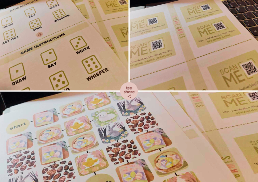 Easter vocabulary practice set for younger learners 🐤 codici QR