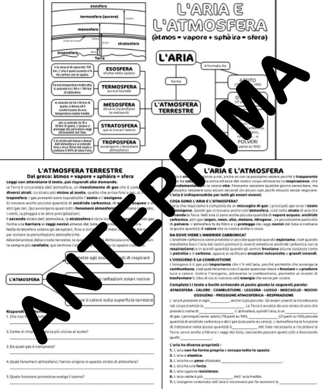 SCIENZE - L'ARIA E L'ATMOSFERA - DALLA CLASSE TERZA - SCUOLA PRIMARIA