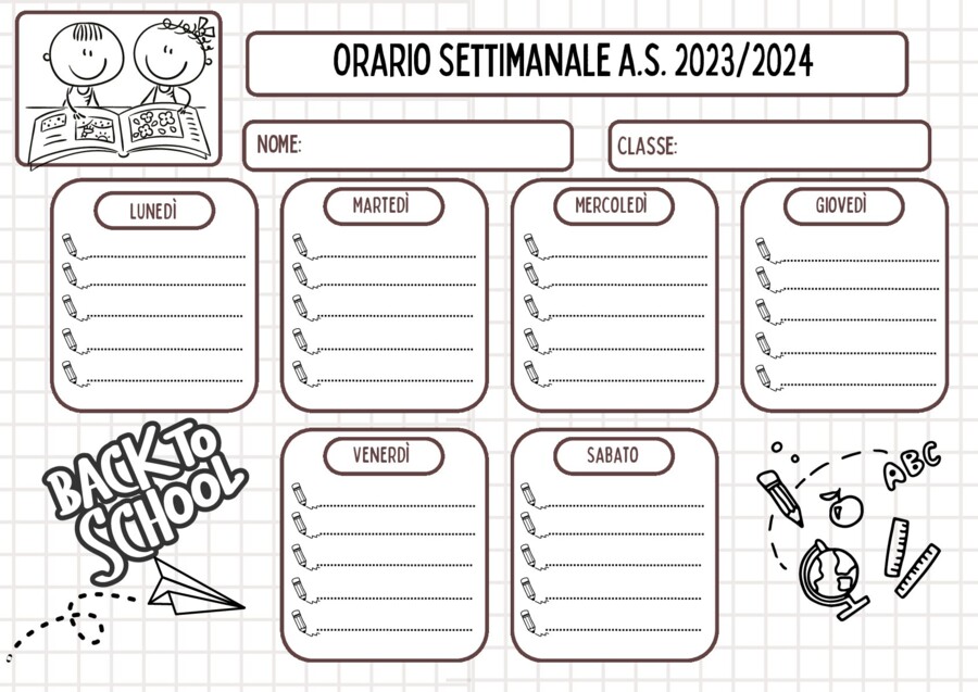 Modello orario settimana lunga