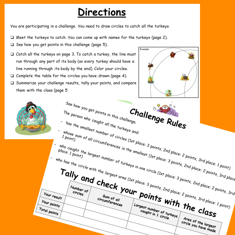 Area & Circumference of a Circle - Catch Thanksgiving Turkeys Math & Art Project