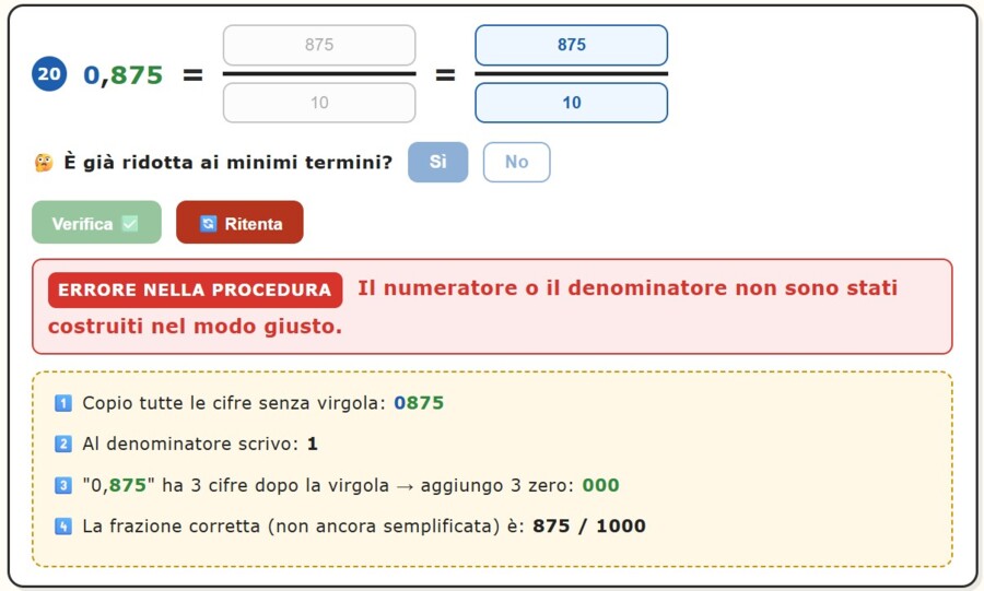 Frazione generatrice di un numeri decimale finito