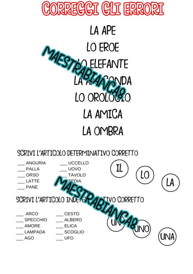 LEZIONE APOSTROFO FACILE VISIVA CON IMMAGINI + ESERCIZI ARTICOLI DETERMINATIVI E APOSTROFO
