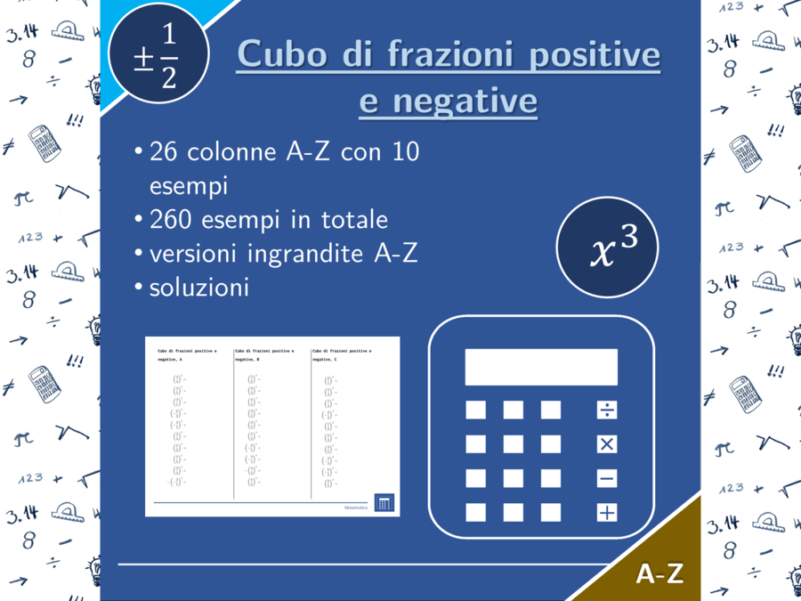 Cubo di frazioni positive e negative | matematica | 26 colonne