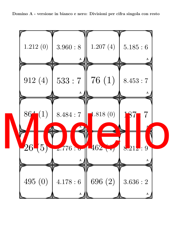Domino - Divisioni per cifra singola con resto | Attività Matematica